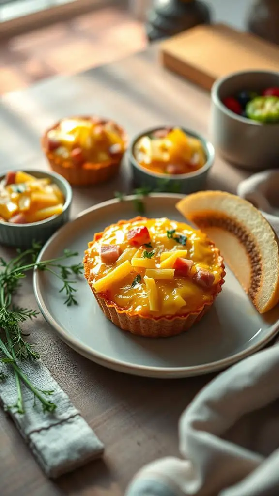 Cheesy ham breakfast egg muffins