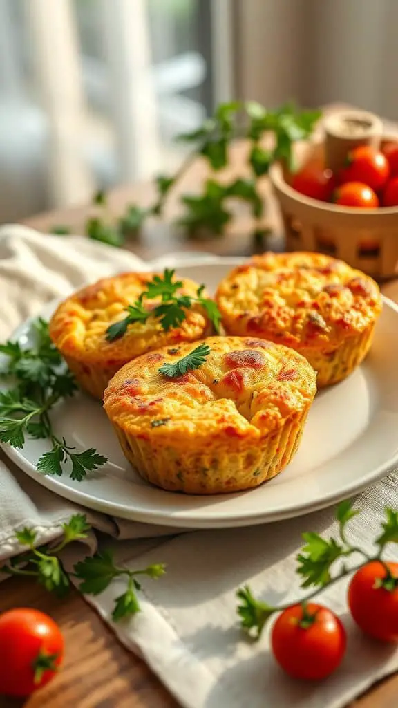 Chicken sausage egg white muffins with parsley