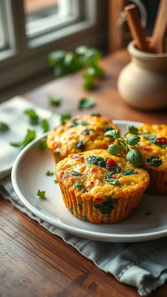 Chorizo and Spinach Egg White Muffins on a plate