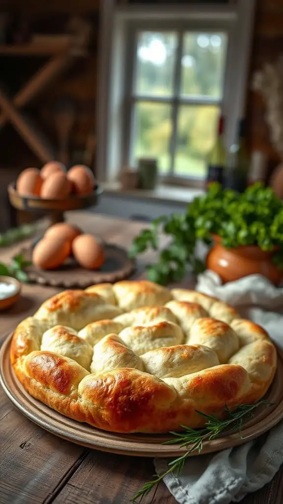 Cottage cheese cloud bread on a plate with fresh herbs
