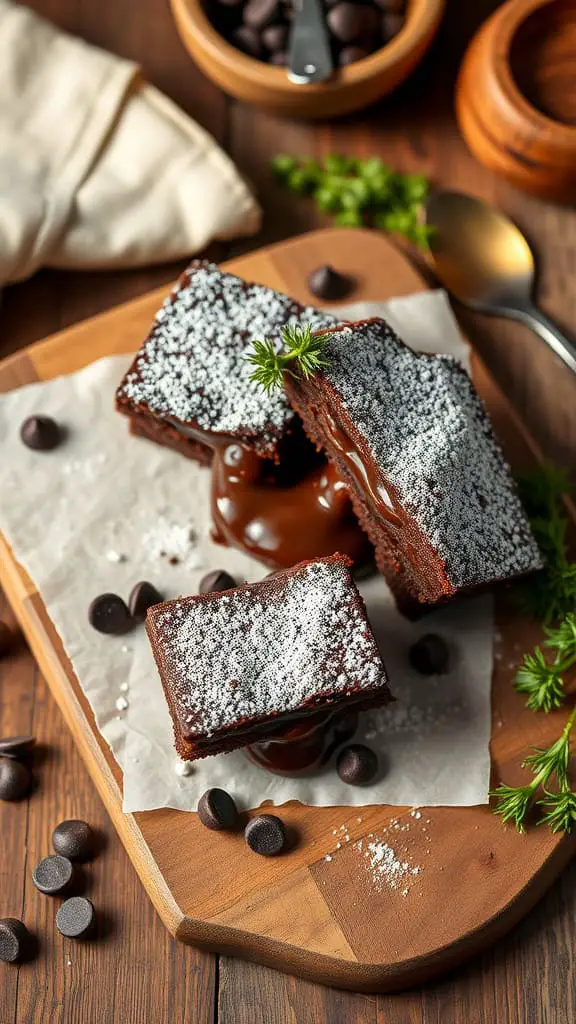 Cottage cheese brownies with a gooey chocolate center