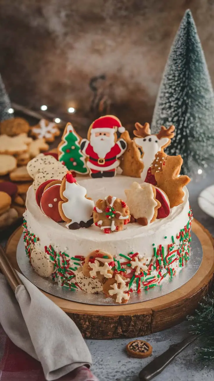 A decorated Easter Cookie Cake featuring colorful icing and cookie shapes.