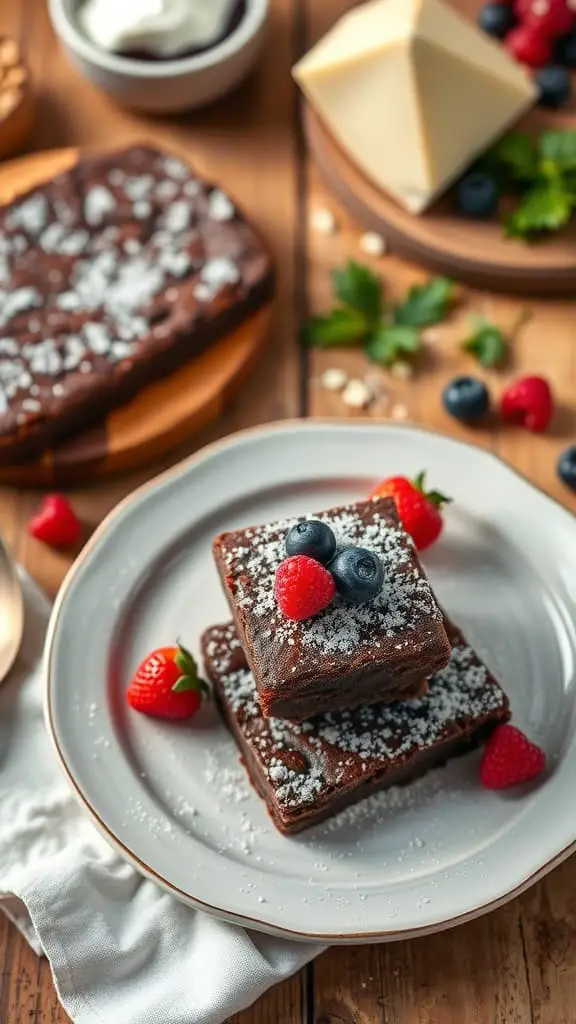 Delicious egg-free cottage cheese brownies topped with berries