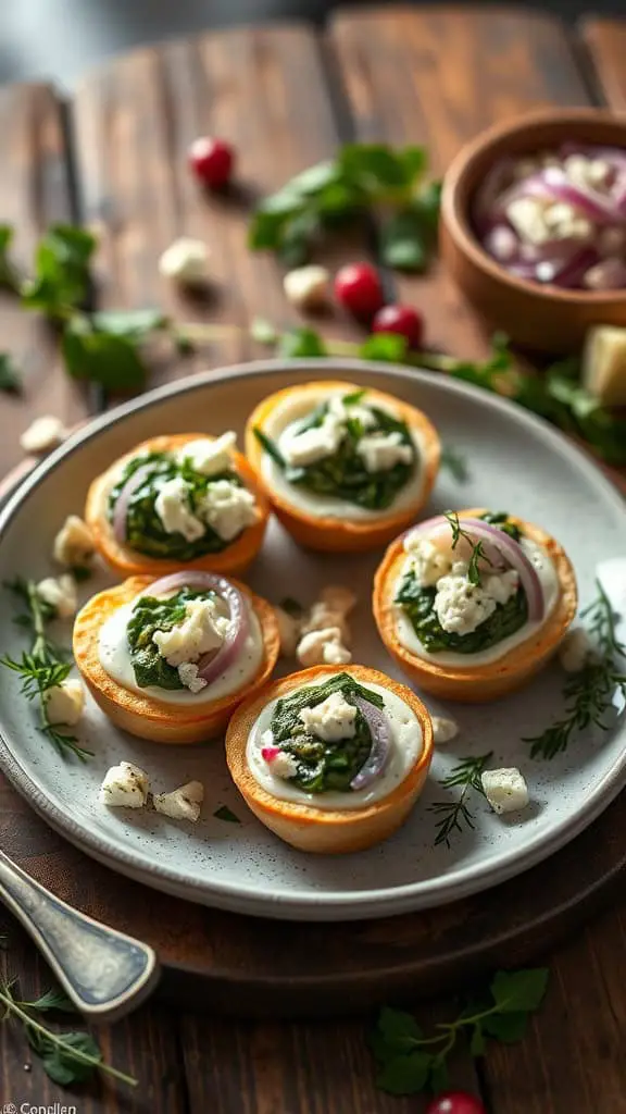 Greek Egg White Bites with spinach, feta, and red onion