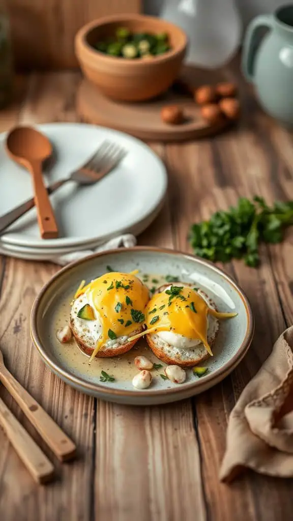 Keto baked eggs with cottage cheese and zucchini topped with cheddar cheese