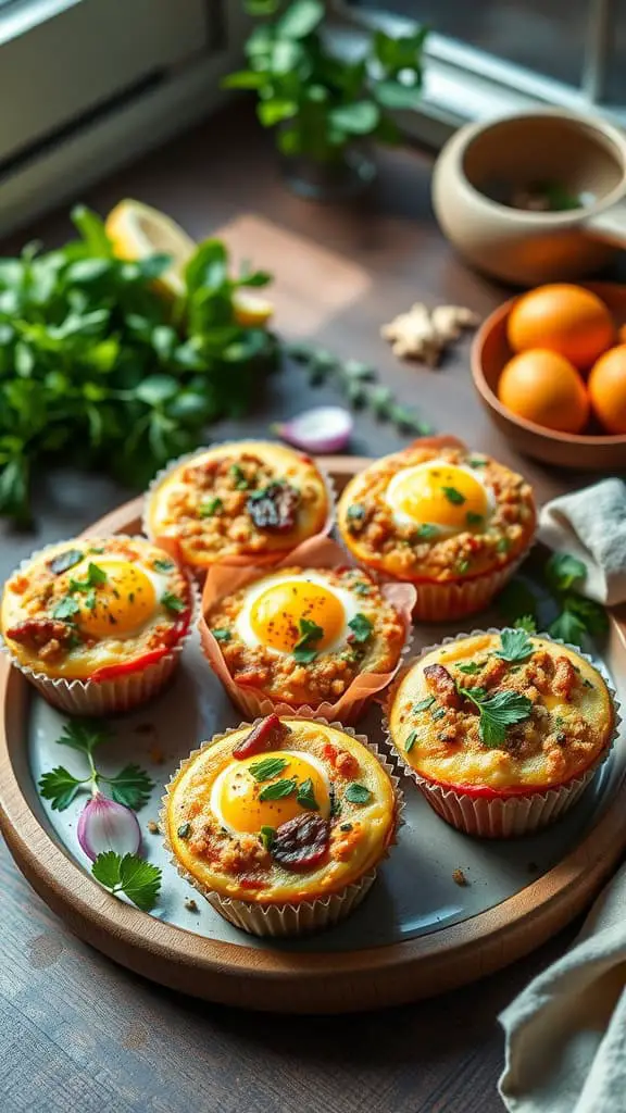 Protein packed breakfast egg muffins with turkey sausage, quinoa, and vegetables