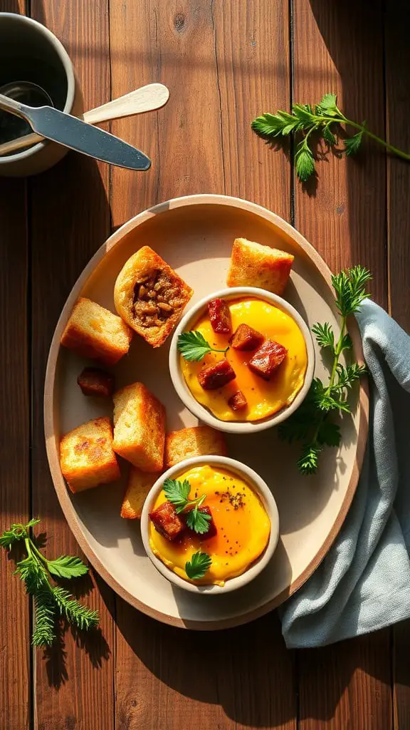 Savory Sourdough Sausage Egg Muffin Cups on a wooden table