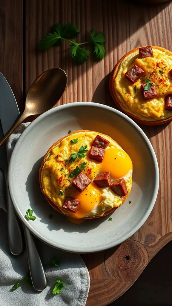 Sourdough sausage egg muffins on a plate