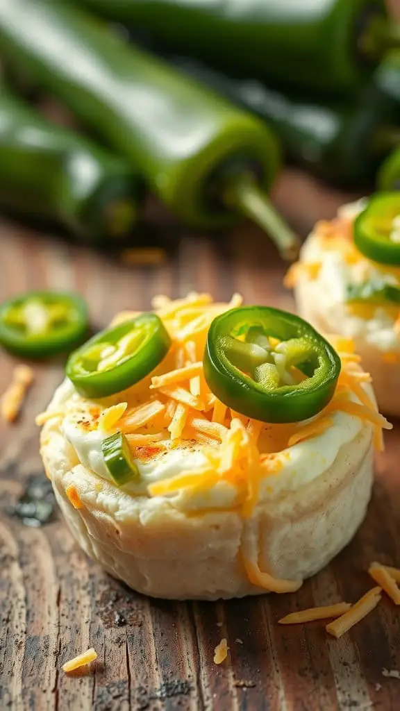 Spicy Jalapeño Egg White Muffins with cheese and jalapeño slices