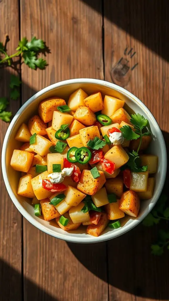 Spicy Jalapeño Mexican Potato Salad in a bowl