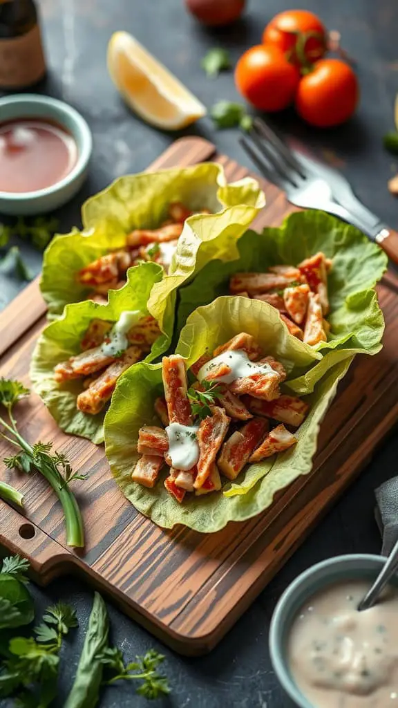 Tuna salad lettuce wraps with fresh ingredients