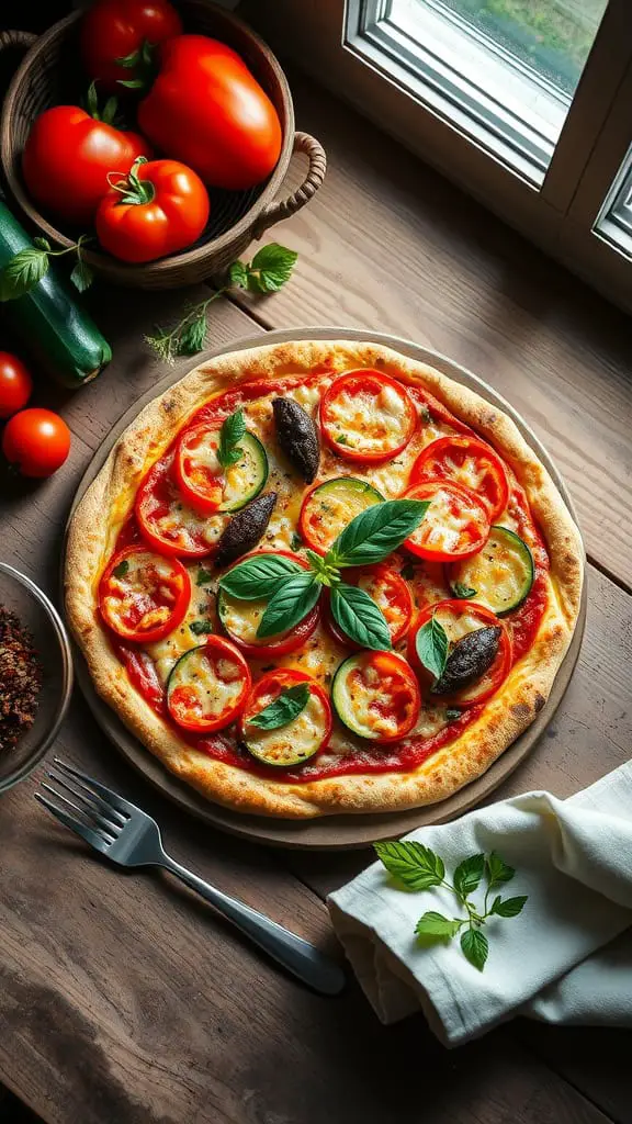 Zucchini pizza crust with toppings