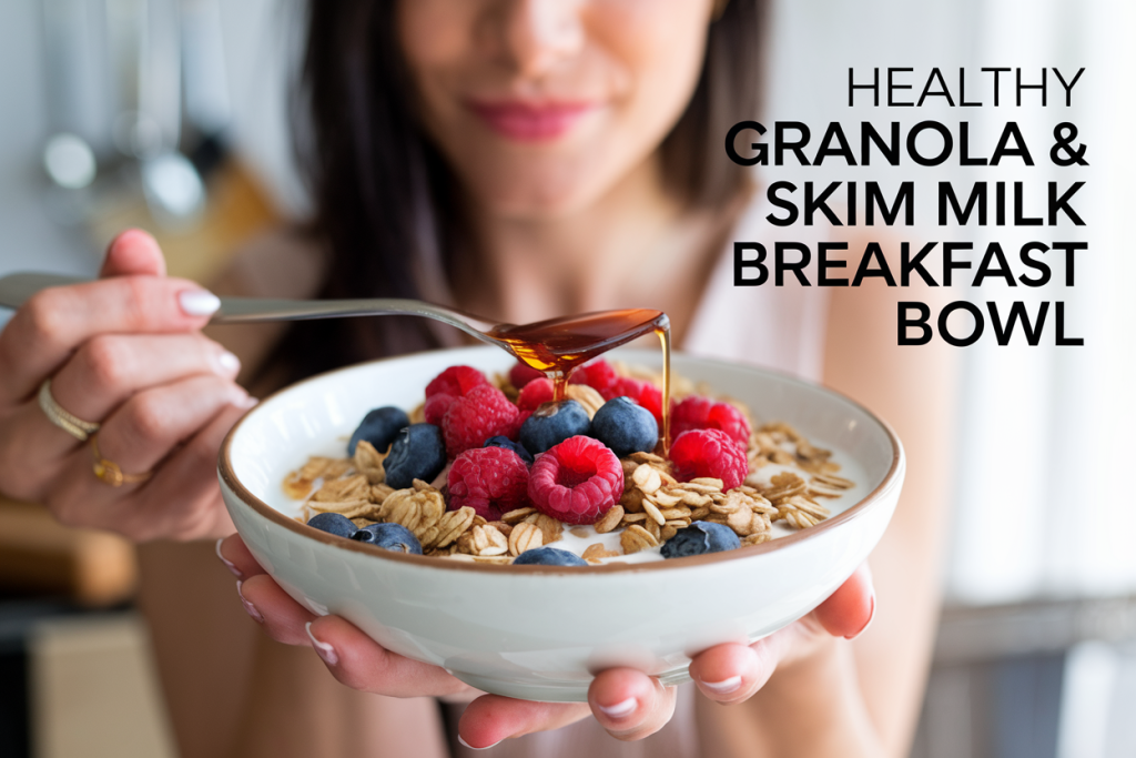 Healthy Granola & Skim Milk Breakfast Bowl