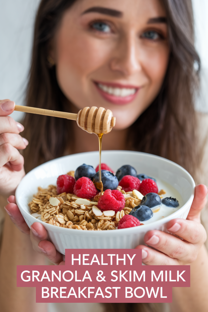 Healthy Granola & Skim Milk Breakfast Bowl