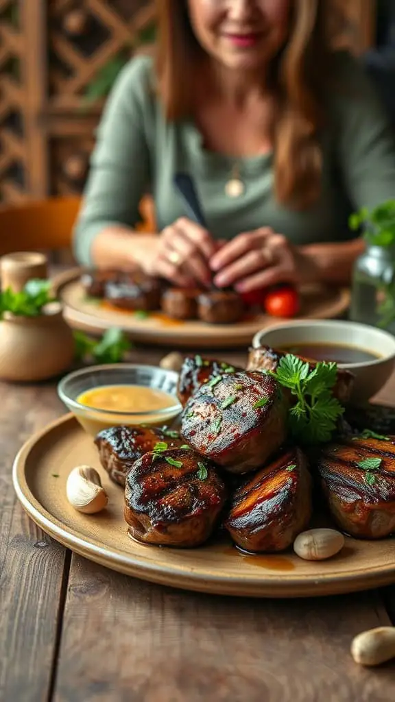 Delicious garlic butter steak bites seasoned and garnished for serving.