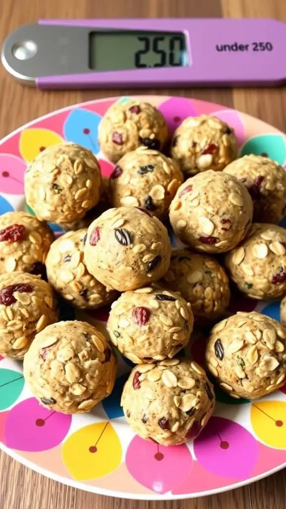 Nut-free energy balls made with oats, seeds, and dried fruits for a healthy snack.