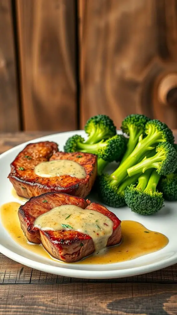 Delicious garlic butter steak bites served with broccoli