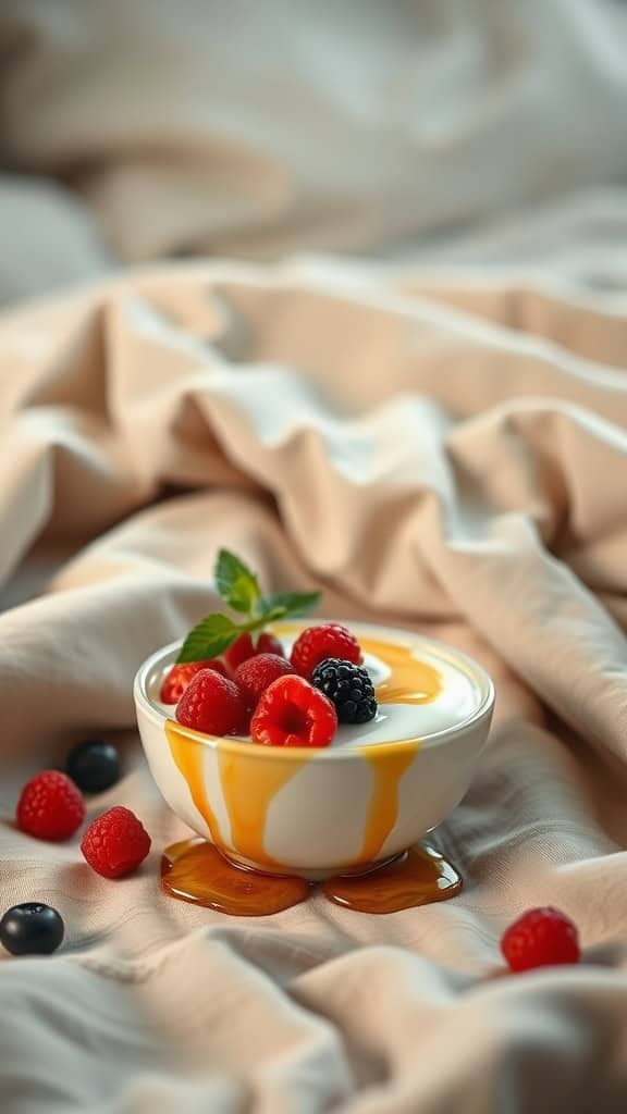 Greek yogurt drizzled with honey and topped with fresh berries